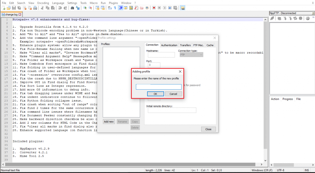 نحوه اتصال به FTP با Notepad ++