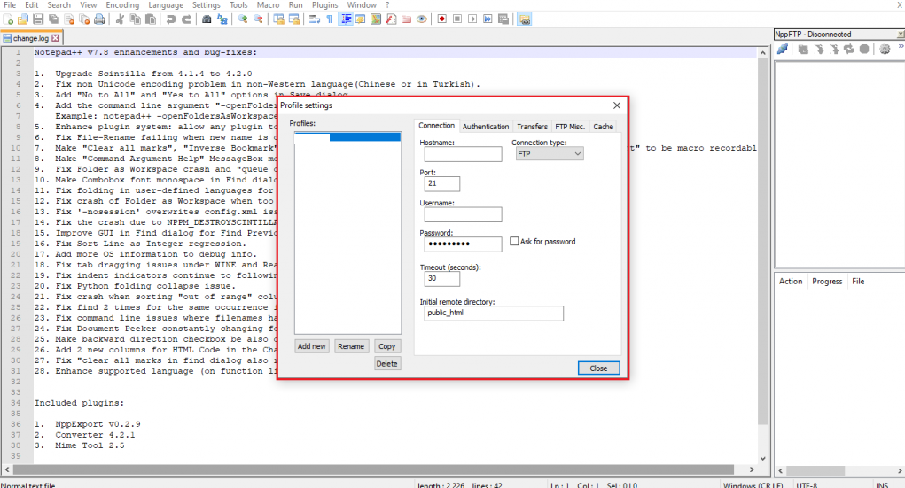 نحوه اتصال به FTP با Notepad ++