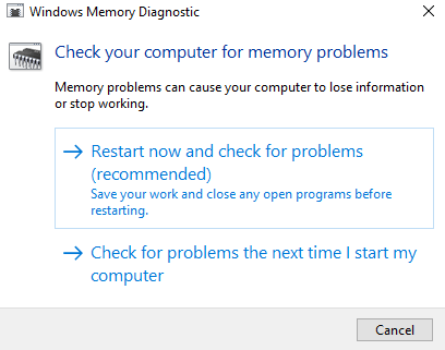 ابزار memory diagnostic tool