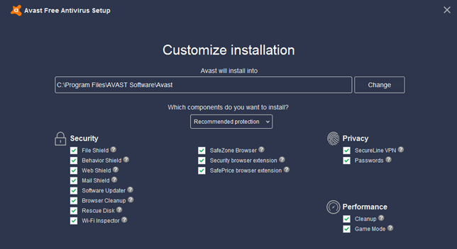 افزودنی های انتی ویروس avast