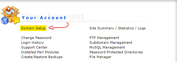 انتخاب Domain Setup برای تغییر نسخه php در دایرکت ادمین